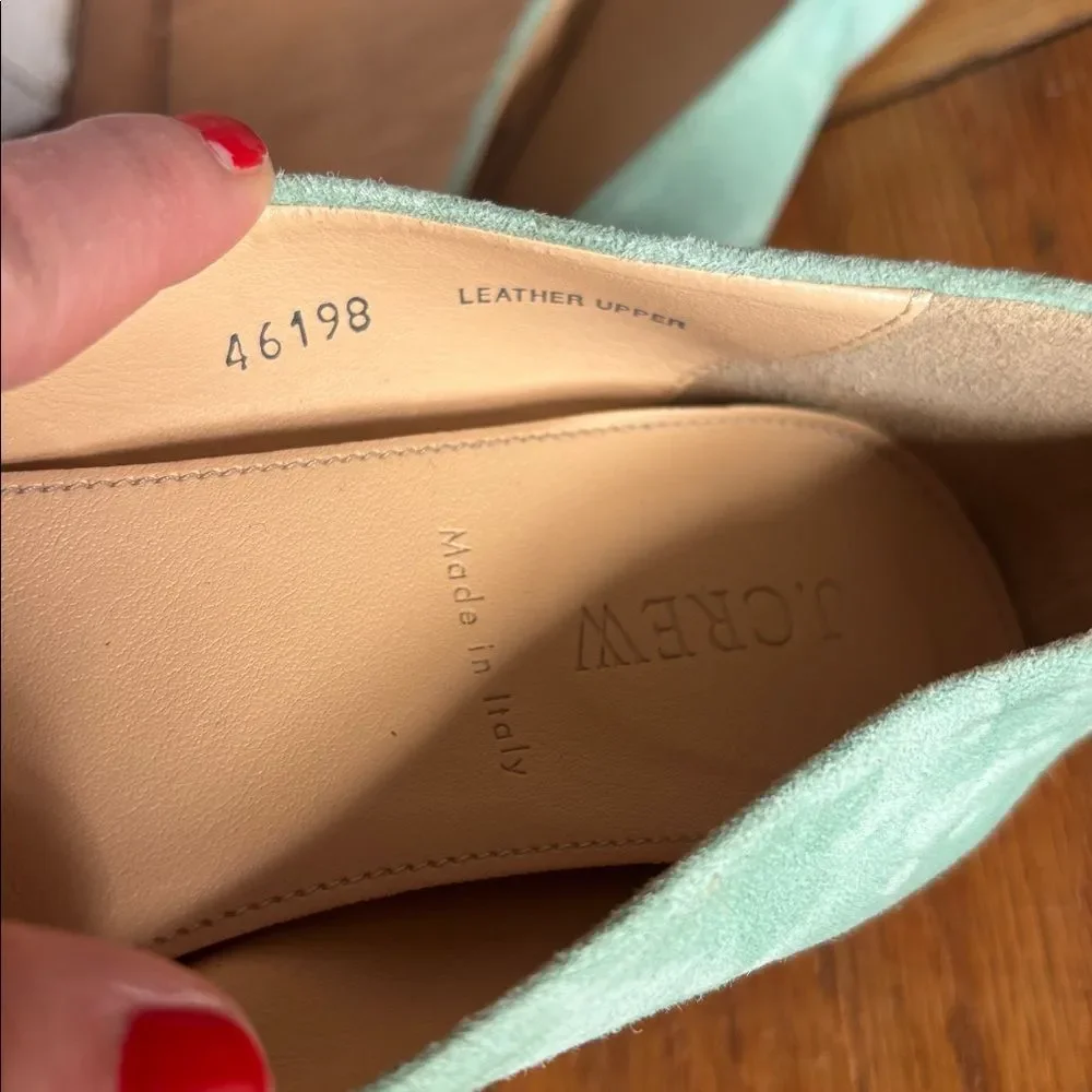 JCrew “Anya/CeCe” Italian Made Mint Turquoise Leather Suede Ballet Flats Size 7